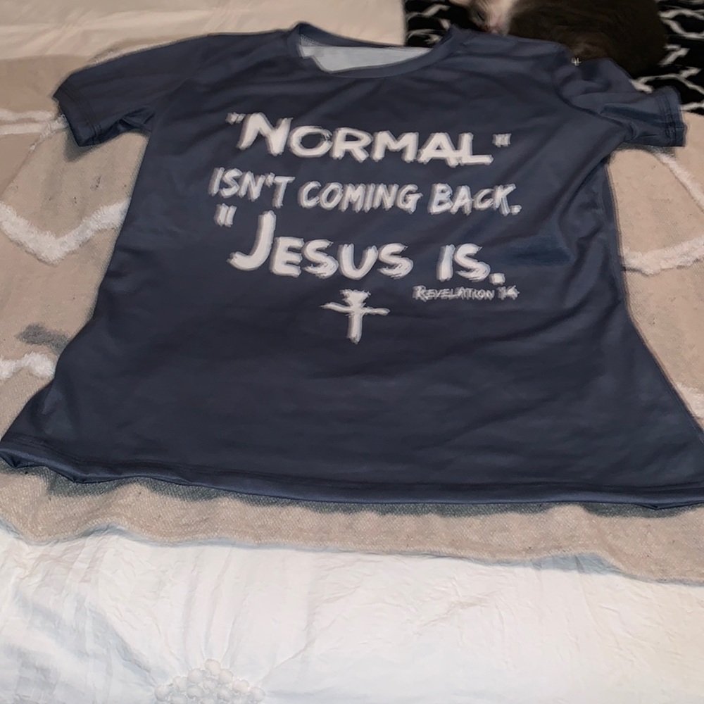 Bluish Grey Short Sleeve Ladies Tee Shirt. Size Large.